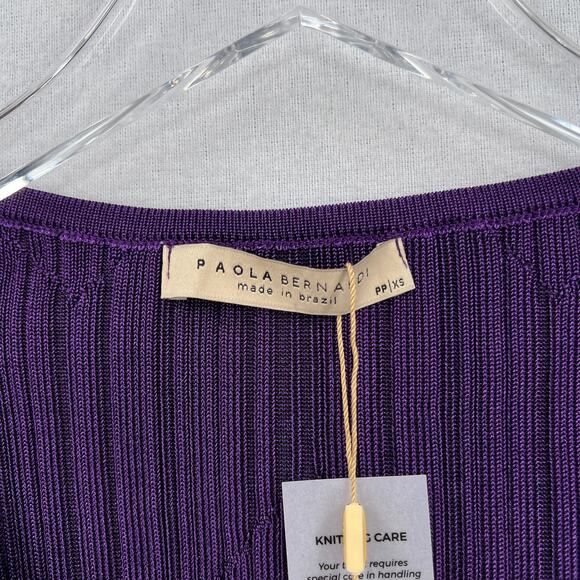 PAOLA BERNARDI Andressa Cropped Cardigan XS Purple Sparkle Knit Long Sleeve NEW - Picture 9 of 13